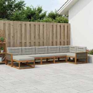 vidaXL Set de canapele de exterior 7 pcs Natural și gri deschis imagine