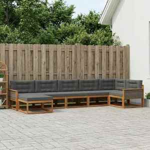 vidaXL Set de canapele de exterior cu pernă 7 pcs Natural și Antracit imagine