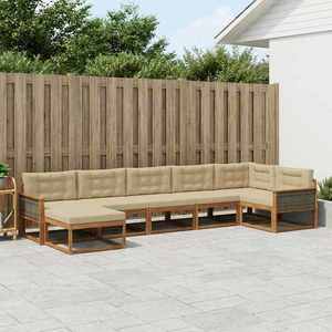 vidaXL Set de canapele de exterior cu pernă 7 pcs Natural și Bej imagine
