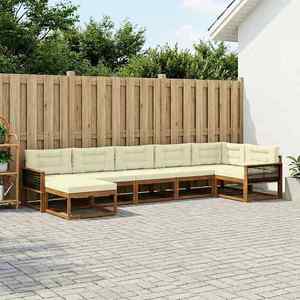 vidaXL Set de canapele de exterior cu pernă 7 pcs Natural și Crem imagine