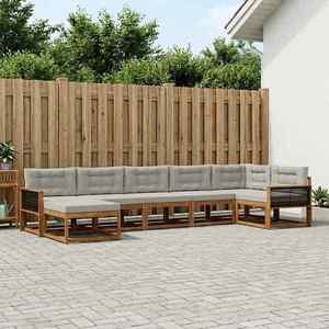 vidaXL Set de canapele de exterior 7 pcs Natural și gri deschis imagine