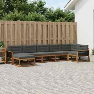 vidaXL Set de canapele de exterior cu pernă 7 pcs Natural și Antracit imagine