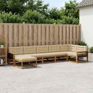 vidaXL Set de canapele de exterior cu pernă 7 pcs Natural și Bej imagine