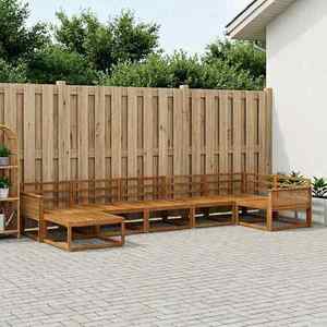vidaXL Set de canapele de exterior 7 pcs natural Lemn Solid de Acacia imagine