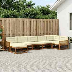 vidaXL Set de canapele de exterior cu pernă 7 pcs Natural și Crem imagine