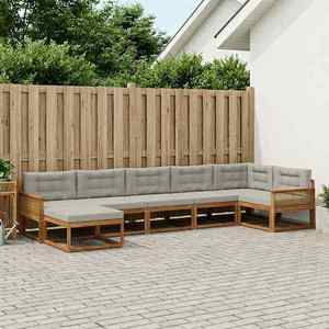 vidaXL Set de canapele de exterior 7 pcs Natural și gri deschis imagine
