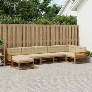 vidaXL Set de canapele de exterior cu pernă 7 pcs Natural și Bej imagine