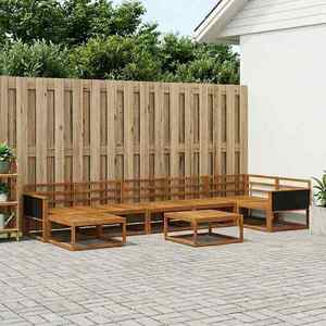 vidaXL Set de canapele de exterior 8 pcs natural Lemn Solid de Acacia imagine