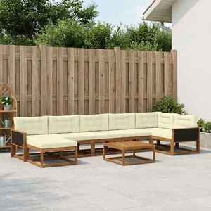 vidaXL Set de canapele de exterior cu pernă 8 pcs Natural și Crem imagine