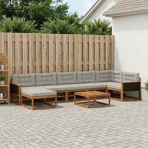vidaXL Set de canapele de exterior 8 pcs Natural și gri deschis imagine