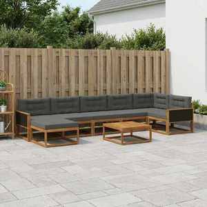 vidaXL Set de canapele de exterior cu pernă 8 pcs Natural și Antracit imagine
