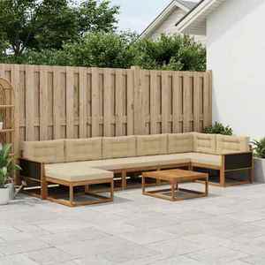 vidaXL Set de canapele de exterior cu pernă 8 pcs Natural și Bej imagine