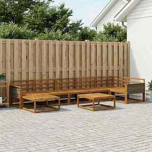 vidaXL Set de canapele de exterior 8 pcs natural Lemn Solid de Acacia imagine