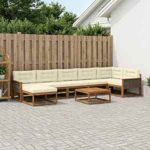 vidaXL Set de canapele de exterior cu pernă 8 pcs Natural și Crem imagine