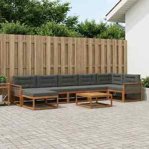 vidaXL Set de canapele de exterior cu pernă 8 pcs Natural și Antracit imagine