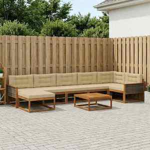 vidaXL Set de canapele de exterior cu pernă 8 pcs Natural și Bej imagine