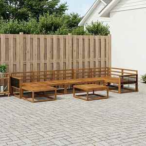 vidaXL Set de canapele de exterior 8 pcs natural Lemn Solid de Acacia imagine