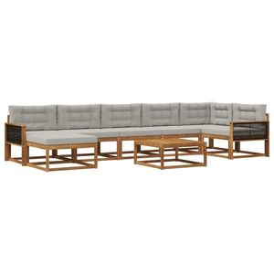 vidaXL Set de canapele de exterior 8 pcs Natural și gri deschis imagine