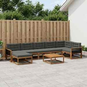 vidaXL Set de canapele de exterior cu pernă 8 pcs Natural și Antracit imagine