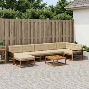vidaXL Set de canapele de exterior cu pernă 8 pcs Natural și Bej imagine