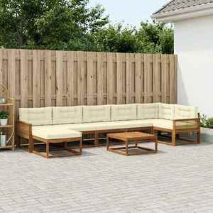 vidaXL Set de canapele de exterior cu pernă 8 pcs Natural și Crem imagine