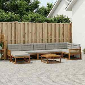 vidaXL Set de canapele de exterior 8 pcs Natural și gri deschis imagine