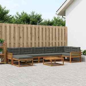 vidaXL Set de canapele de exterior cu pernă 8 pcs Natural și Antracit imagine