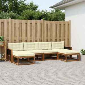 vidaXL Set de canapele de exterior cu pernă 6 pcs Natural și Crem imagine