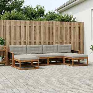vidaXL Set de canapele de exterior 6 pcs Natural și gri deschis imagine