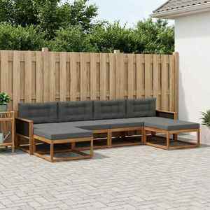 vidaXL Set de canapele de exterior cu pernă 6 pcs Natural și Antracit imagine