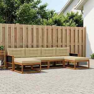 vidaXL Set de canapele de exterior cu pernă 6 pcs Natural și Bej imagine