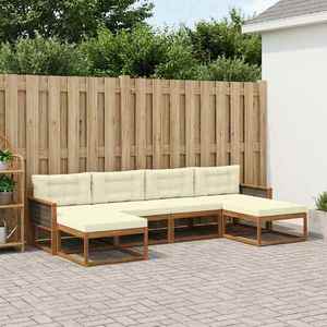 vidaXL Set de canapele de exterior cu pernă 6 pcs Natural și Crem imagine