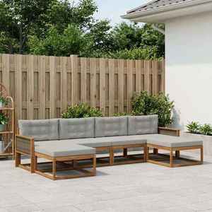 vidaXL Set de canapele de exterior 6 pcs Natural și gri deschis imagine