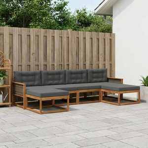 vidaXL Set de canapele de exterior cu pernă 6 pcs Natural și Antracit imagine