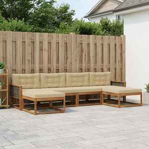 vidaXL Set de canapele de exterior cu pernă 6 pcs Natural și Bej imagine
