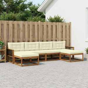 vidaXL Set de canapele de exterior cu pernă 6 pcs Natural și Crem imagine