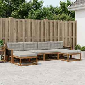 vidaXL Set de canapele de exterior 6 pcs Natural și gri deschis imagine