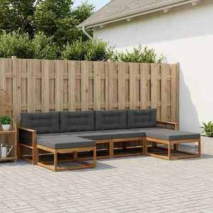 vidaXL Set de canapele de exterior cu pernă 6 pcs Natural și Antracit imagine