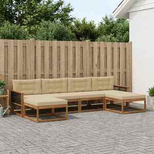 vidaXL Set de canapele de exterior cu pernă 6 pcs Natural și Bej imagine