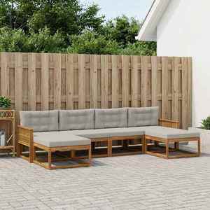 vidaXL Set de canapele de exterior 6 pcs Natural și gri deschis imagine