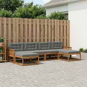 vidaXL Set de canapele de exterior cu pernă 6 pcs Natural și Antracit imagine