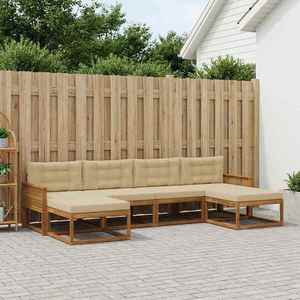 vidaXL Set de canapele de exterior cu pernă 6 pcs Natural și Bej imagine