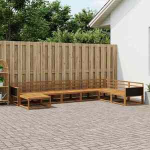 vidaXL Set de canapele de exterior 8 pcs natural Lemn Solid de Acacia imagine
