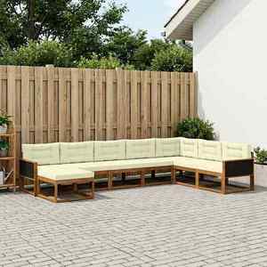 vidaXL Set de canapele de exterior cu pernă 8 pcs Natural și Crem imagine