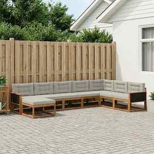 vidaXL Set de canapele de exterior 8 pcs Natural și gri deschis imagine