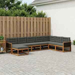 vidaXL Set de canapele de exterior cu pernă 8 pcs Natural și Antracit imagine