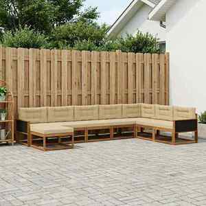 vidaXL Set de canapele de exterior cu pernă 8 pcs Natural și Bej imagine