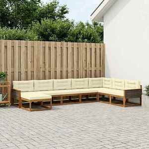 vidaXL Set de canapele de exterior cu pernă 8 pcs Natural și Crem imagine