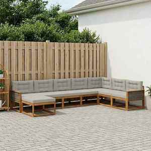vidaXL Set de canapele de exterior 8 pcs Natural și gri deschis imagine