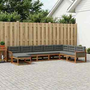 vidaXL Set de canapele de exterior cu pernă 8 pcs Natural și Antracit imagine